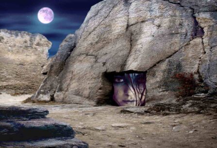 דמות פני אישה בסלע