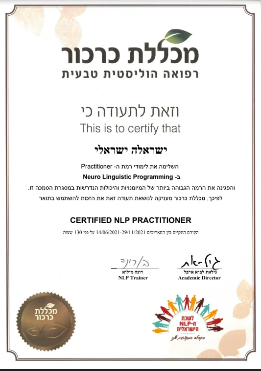 תעודת הכשרה Nlp Practitioner