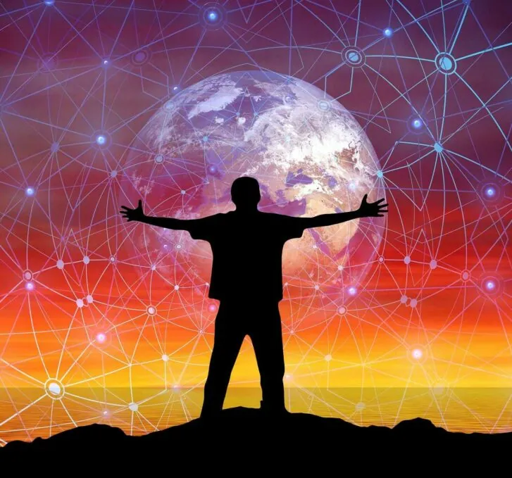 אדם מול רקע היקום