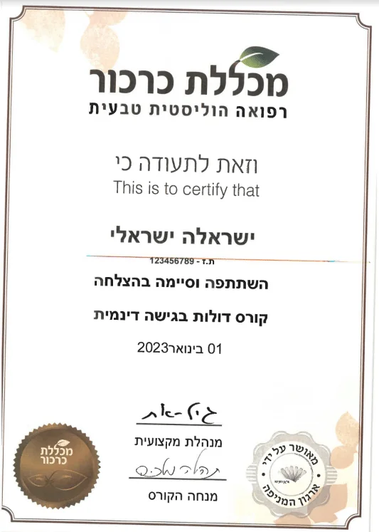 תהילה מלכה תעודת דולות בגישה דינאמית