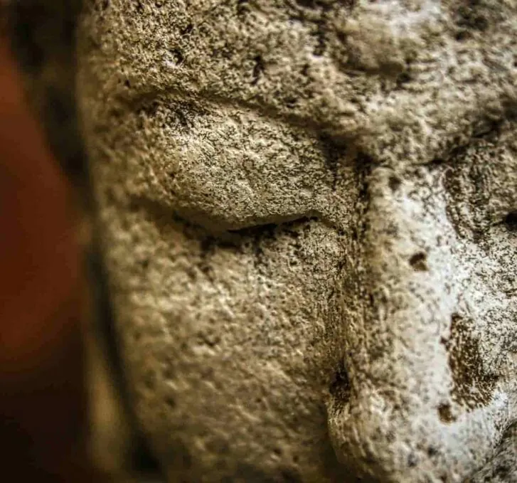 פני פסל עם עיניים עצומות